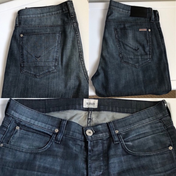 ♻️👖 BYRON 5 Pocket Straight HUDSON JEANS Med-Dark - Picture 12 of 15